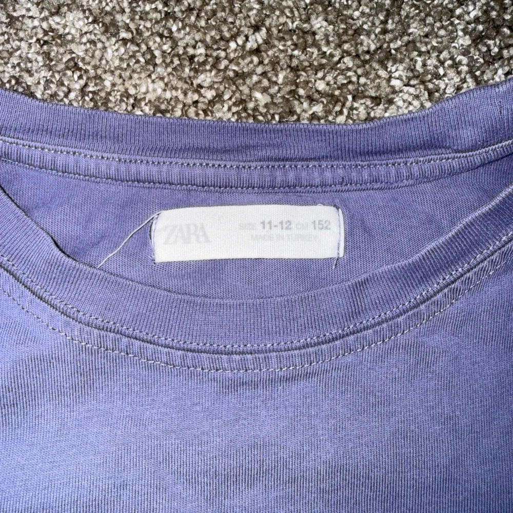 Zara Graphic Tee Kids‎ 11-12 Purple Excellent Embossed Quote Short Sleeve